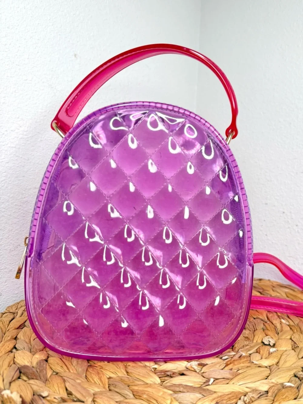 DELUXITY Bag jelly pink Purple purse Quilted Pattern clear Y2K festival Barbie